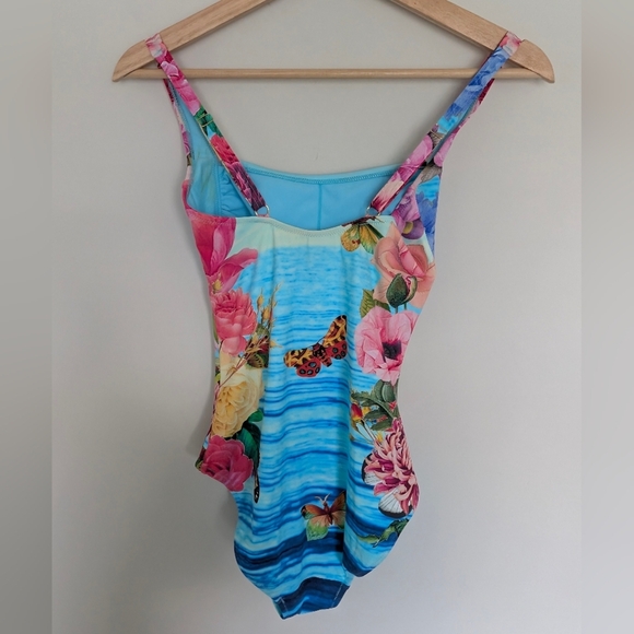 Johnny Was Costa Azul Bandeau One Piece Swimsuit Size XS Extra Small Butterflies - Picture 3 of 6